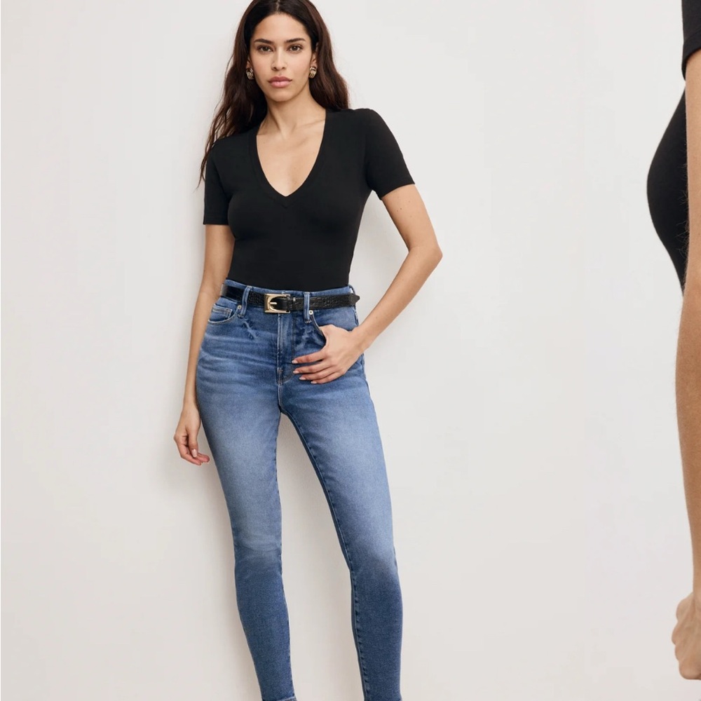 Good American Good Waist Cropped Denim Skinny Jeans